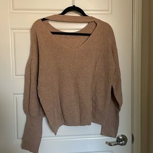 Sofia Jeans by Sofia Vergara Sofia V Cut Out BK Sweater Pullover- Tan